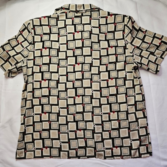 Impressions Womens Beige And Black Geometric Design Button Up Blouse Size L - Picture 12 of 13